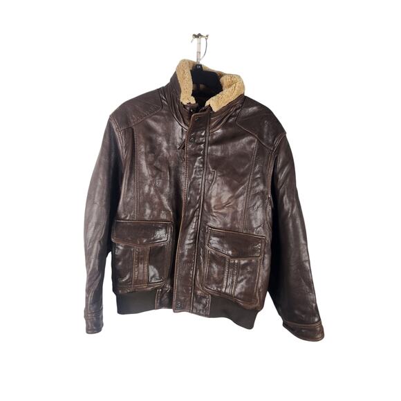 Marc New York Leather Bomber Jacket men's XL - Picture 1 of 5